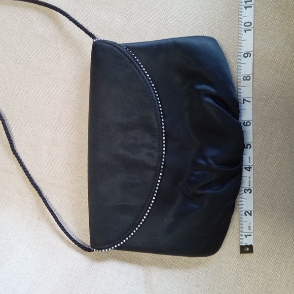 Black Satin and Rhinestone Evening Bag - Picture 8 of 10